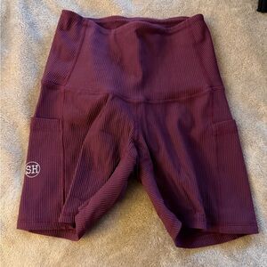 SH Women's Ribbed Bike Shorts - Plum